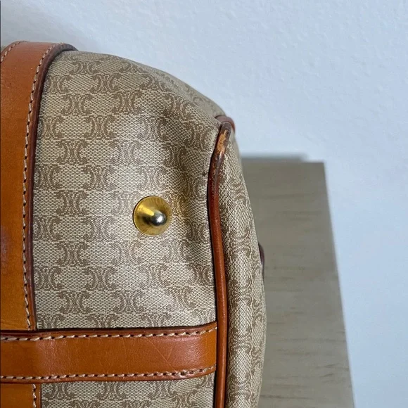 Celine Brown and Tan Monogram Boston Bag - Picture 6 of 13